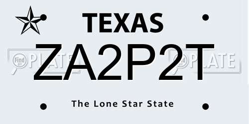 ZA2P2T Texas License Plate