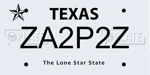 ZA2P2Z Texas License Plate