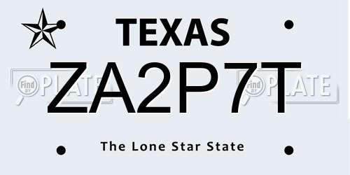 ZA2P7T Texas License Plate