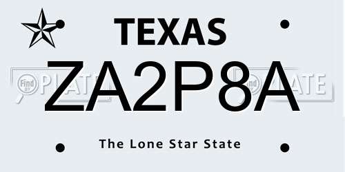 ZA2P8A Texas License Plate