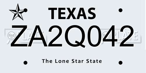 ZA2Q042 Texas License Plate
