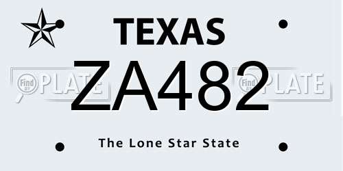 ZA482 Texas License Plate