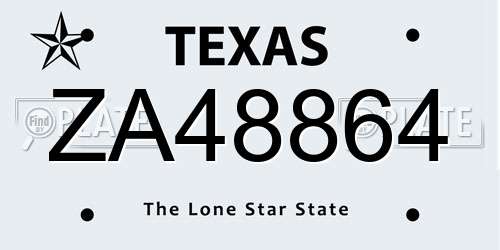 ZA48864 Texas License Plate