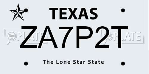ZA7P2T Texas License Plate