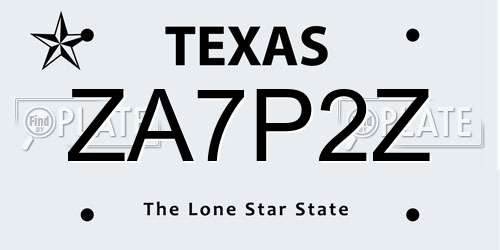 ZA7P2Z Texas License Plate