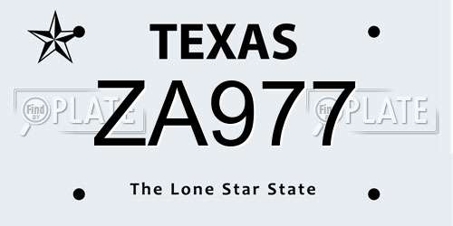 ZA977 Texas License Plate