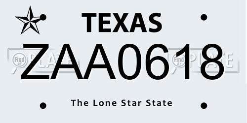 ZAA0618 Texas License Plate