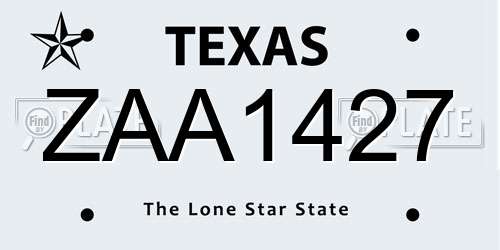ZAA1427 Texas License Plate