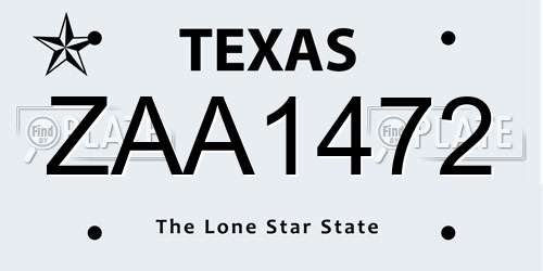 ZAA1472 Texas License Plate