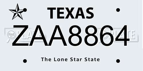 ZAA8864 Texas License Plate