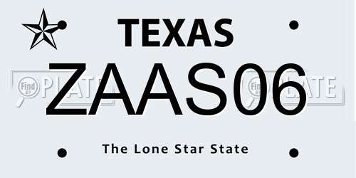 ZAAS06 Texas License Plate