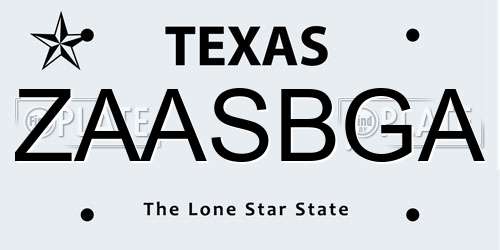 ZAASBGA Texas License Plate