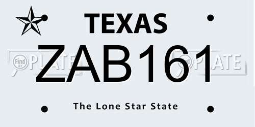 ZAB161 Texas License Plate