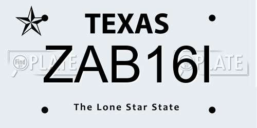 ZAB16I Texas License Plate
