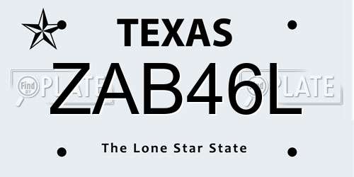 ZAB46L Texas License Plate