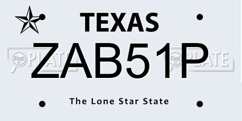 ZAB51P Texas License Plate
