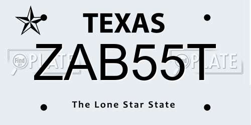 ZAB55T Texas License Plate
