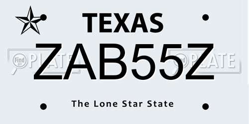 ZAB55Z Texas License Plate