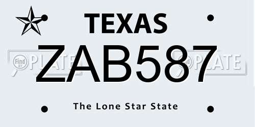 ZAB587 Texas License Plate