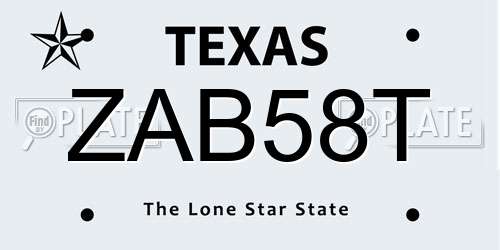 ZAB58T Texas License Plate