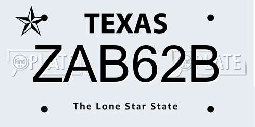 ZAB62B Texas License Plate