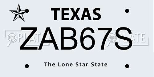 ZAB67S Texas License Plate