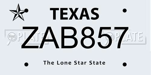 ZAB857 Texas License Plate