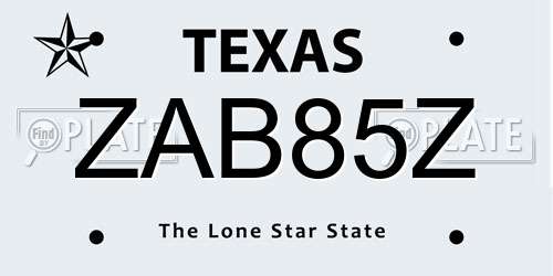 ZAB85Z Texas License Plate