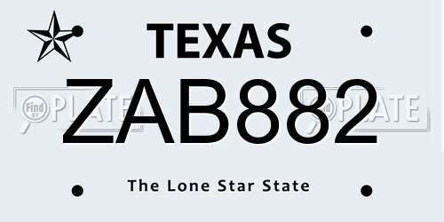 ZAB882 Texas License Plate