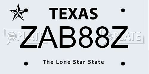 ZAB88Z Texas License Plate