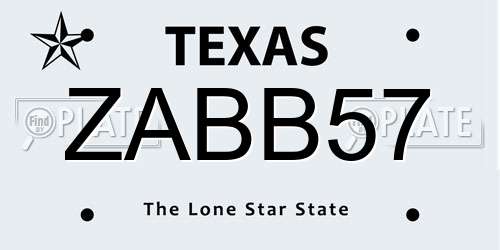 ZABB57 Texas License Plate