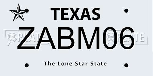 ZABM06 Texas License Plate