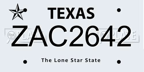 ZAC2642 Texas License Plate