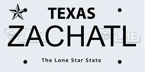 ZACHATL Texas License Plate