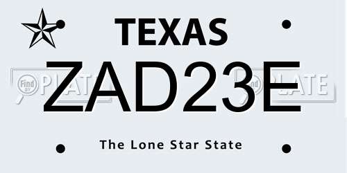 ZAD23E Texas License Plate
