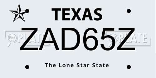 ZAD65Z Texas License Plate