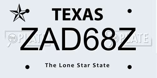 ZAD68Z Texas License Plate