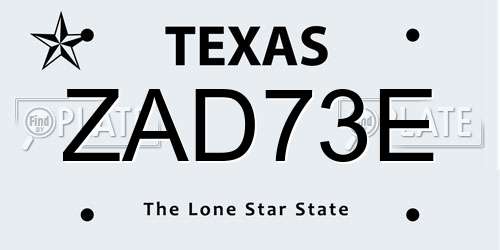 ZAD73E Texas License Plate
