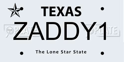 ZADDY1 Texas License Plate