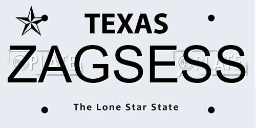 ZAGSESS Texas License Plate