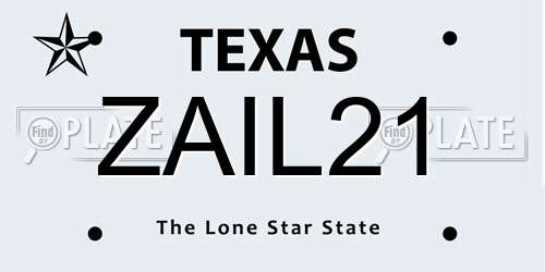 ZAIL21 Texas License Plate