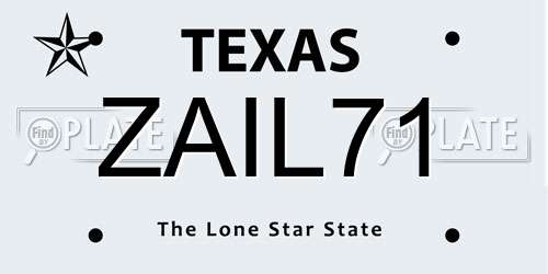 ZAIL71 Texas License Plate