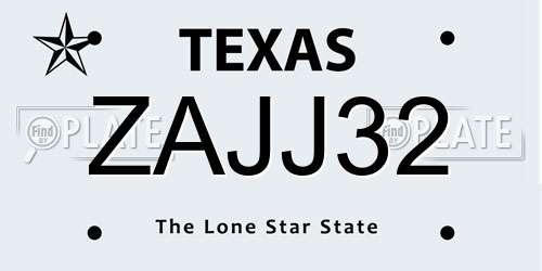 ZAJJ32 Texas License Plate