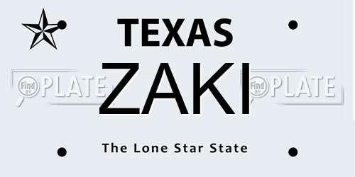 ZAKI Texas License Plate