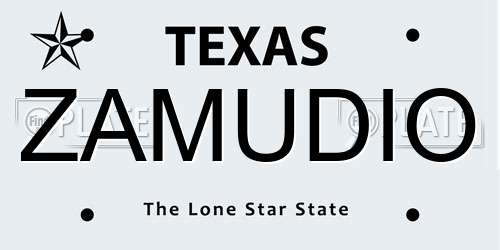 ZAMUDIO Texas License Plate