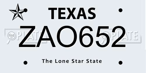 ZAO652 Texas License Plate