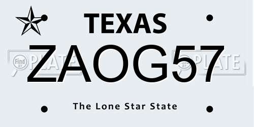 ZAOG57 Texas License Plate