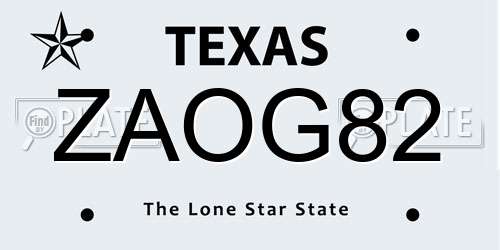 ZAOG82 Texas License Plate