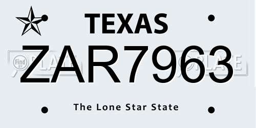 ZAR7963 Texas License Plate
