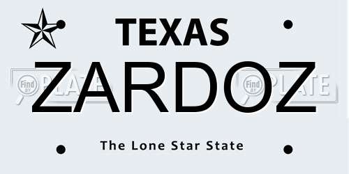 ZARDOZ Texas License Plate
